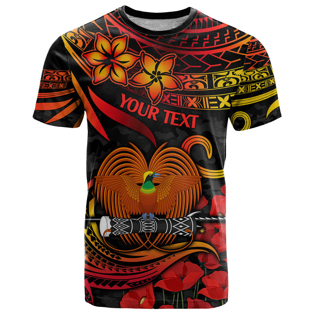 Custom PNG Remembrance Day T-Shirt Polynesian Tribal and Poppy Graphic Tee