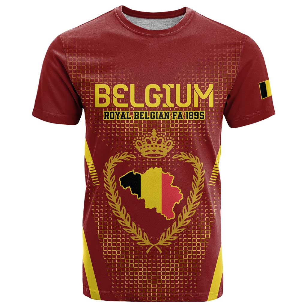 Custom Belgium Football T-Shirt Royal Belgian 1895 with Map Style Graphic Tee