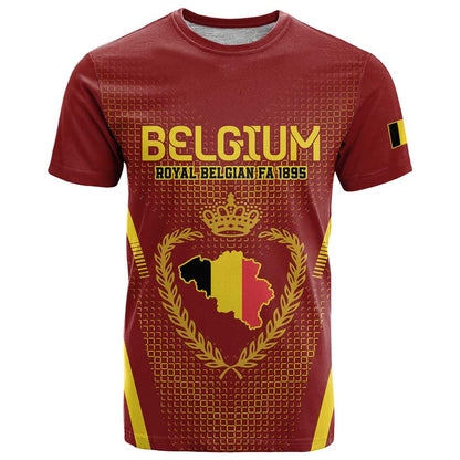 Custom Belgium Football T-Shirt Royal Belgian 1895 with Map Style Graphic Tee