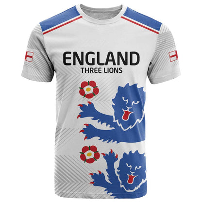 Custom England Football T-Shirt Simple Triple Lions Graphic Tee