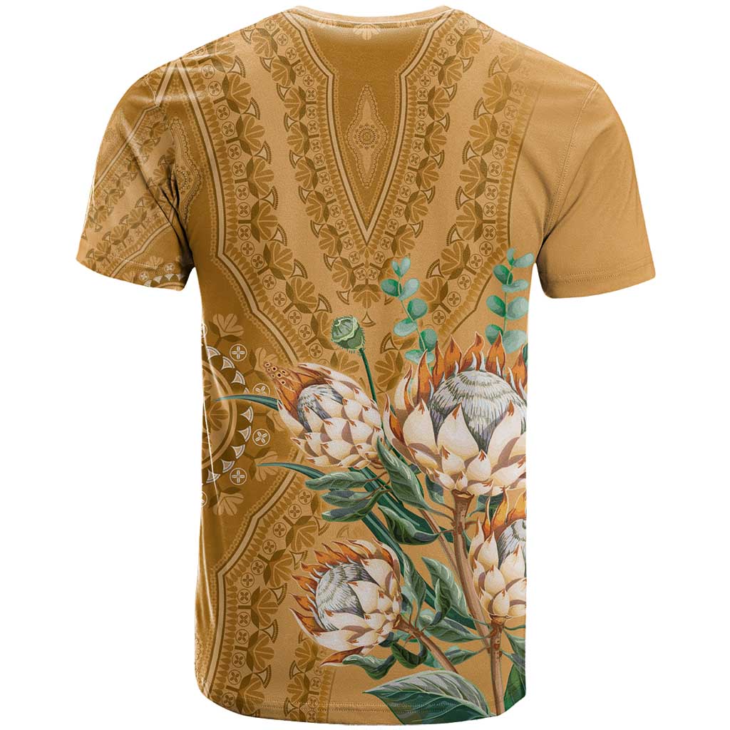 Africa King Proteas Dashiki Motif T-Shirt Gold Style Graphic Tee