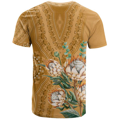 Africa King Proteas Dashiki Motif T-Shirt Gold Style Graphic Tee