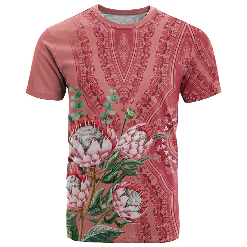 Africa King Proteas Dashiki Motif T-Shirt Peach Style Graphic Tee