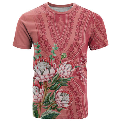 Africa King Proteas Dashiki Motif T-Shirt Peach Style Graphic Tee