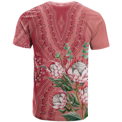 Africa King Proteas Dashiki Motif T-Shirt Peach Style Graphic Tee