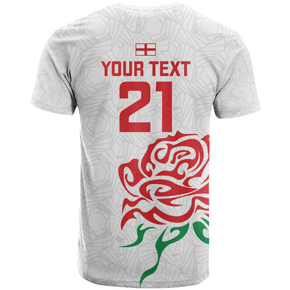 Custom Women Rugby England T-Shirt Red Roses Energy Never Stops Graphic Tee