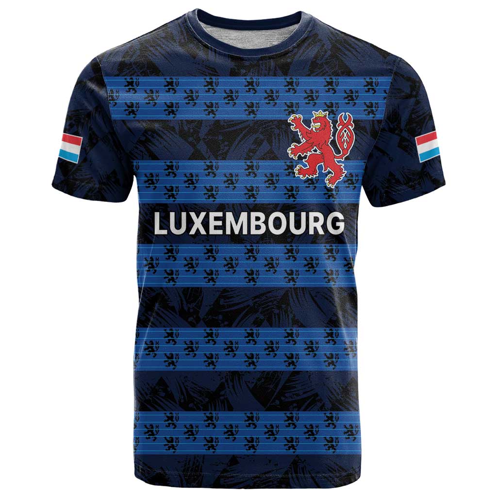 Luxembourg Football Custom T-Shirt The Red Lions Tribal Pattern Graphic Tee