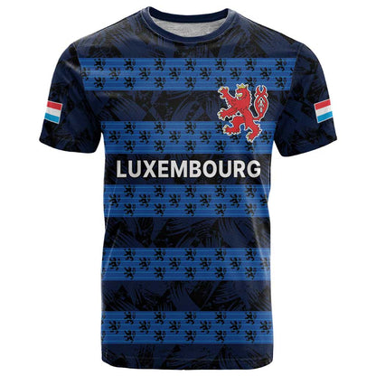 Luxembourg Football Custom T-Shirt The Red Lions Tribal Pattern Graphic Tee