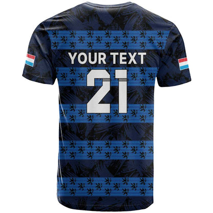 Luxembourg Football Custom T-Shirt The Red Lions Tribal Pattern Graphic Tee