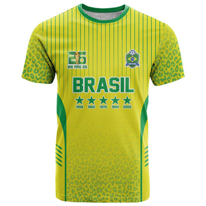 Custom Brazil World Football Legacy T-Shirt 5 Times History Champions Graphic Tee