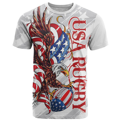 Personalized United States Rugby T-Shirt American Bald Eagle Graphic Tee