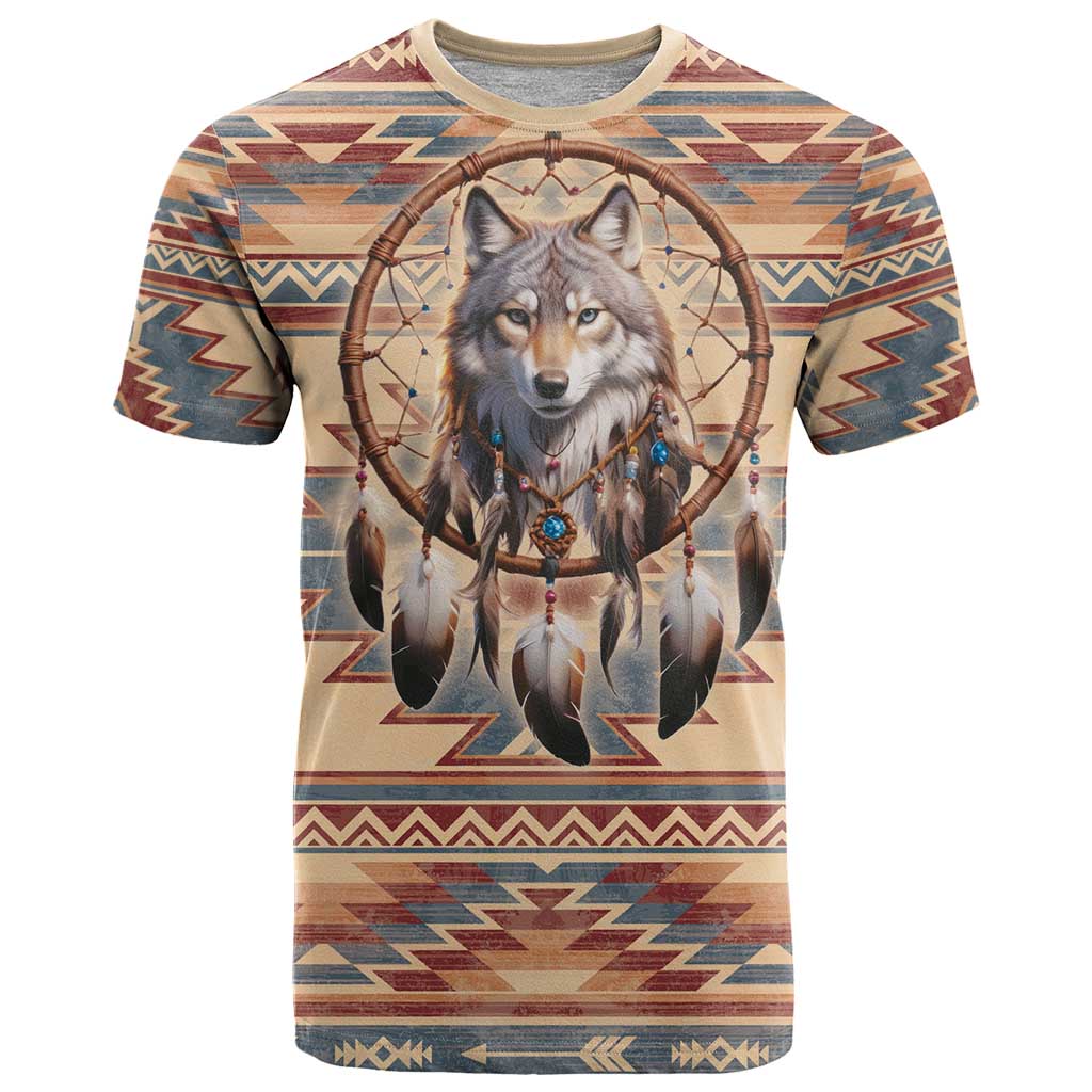 Indigenous Peoples Day T-Shirt Native American Dream Catcher Wolf Tribal-inspired Graphic Tee