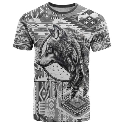 Indigenous Peoples Day T-Shirt Native American Wolf with Dreamcatcher Graphic Tee
