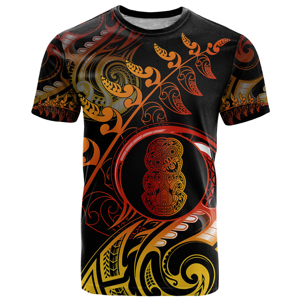 New Zealand T-Shirt Aotearoa Hei-Tiki Maori Fern Tattoo Arty Graphic Tee