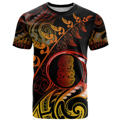 New Zealand T-Shirt Aotearoa Hei-Tiki Maori Fern Tattoo Arty Graphic Tee