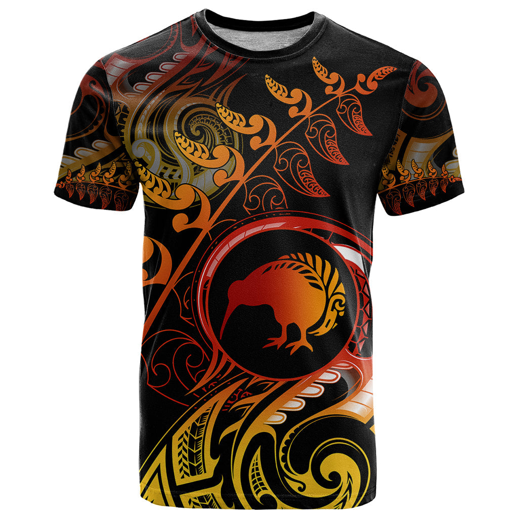 New Zealand T-Shirt Aotearoa Kiwi Bird Maori Fern Tattoo Arty Graphic Tee