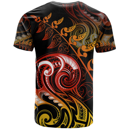 New Zealand T-Shirt Aotearoa Kiwi Bird Maori Fern Tattoo Arty Graphic Tee