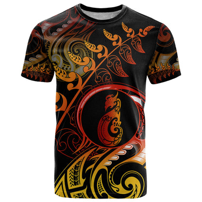 New Zealand T-Shirt Aotearoa Manaia Maori Fern Tattoo Arty Graphic Tee