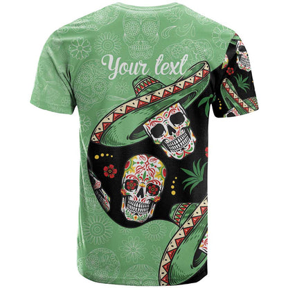 Mexican Sugar Skull Personalized T-Shirt Dia de Los Muertos Vibe Graphic Tee