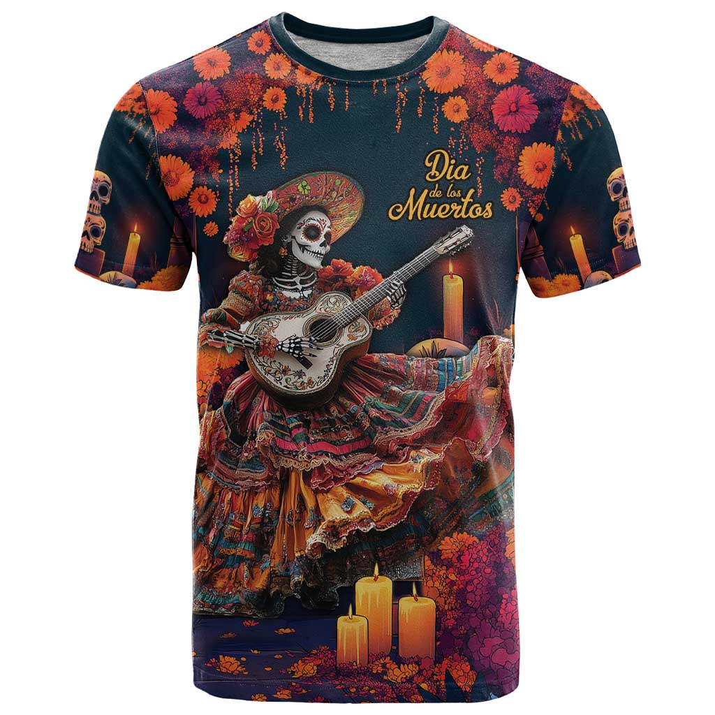 Mexican La Catrina Skeletons Dancing T-Shirt Dia de Los Muertos Verion 1 Graphic Tee