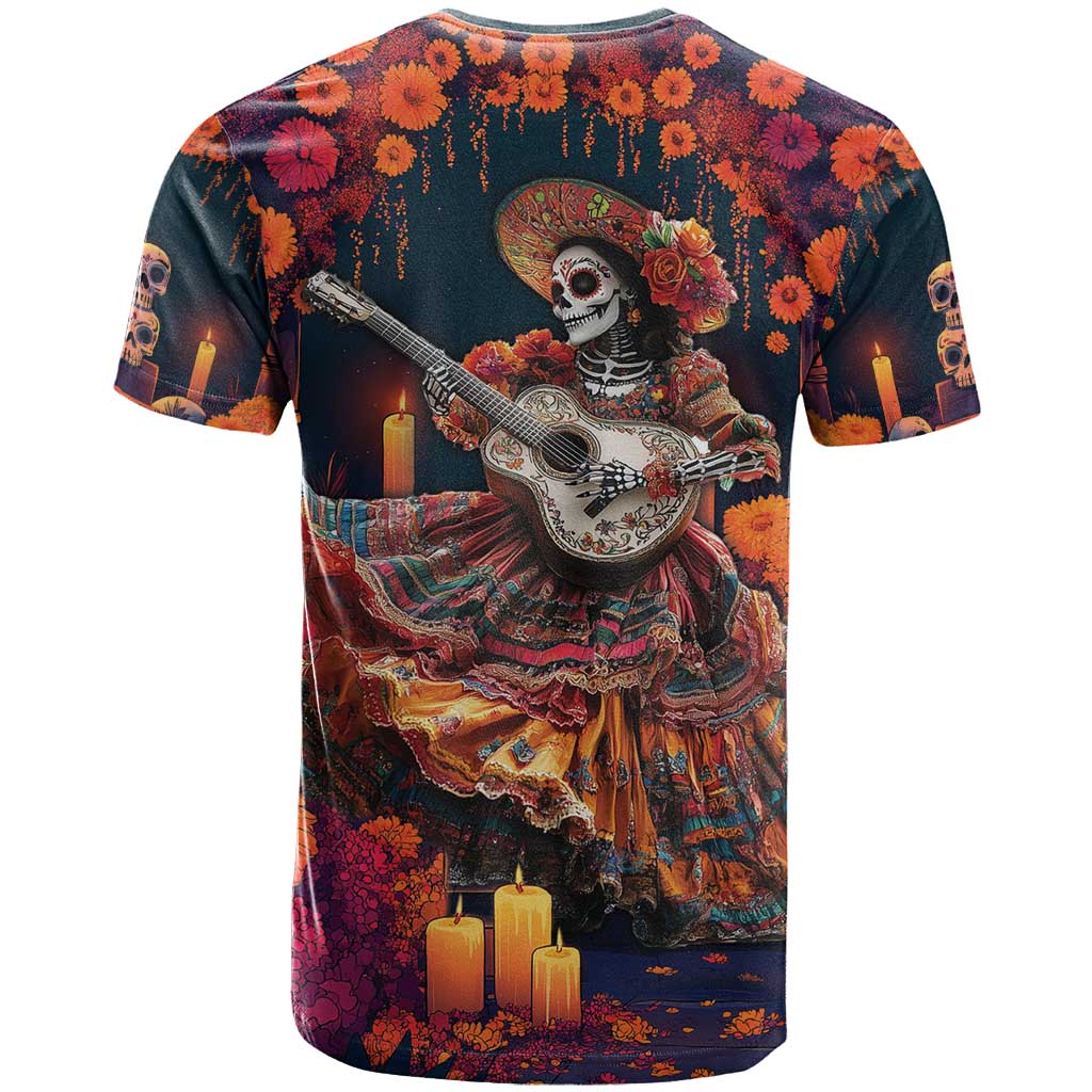 Mexican La Catrina Skeletons Dancing T-Shirt Dia de Los Muertos Verion 1 Graphic Tee