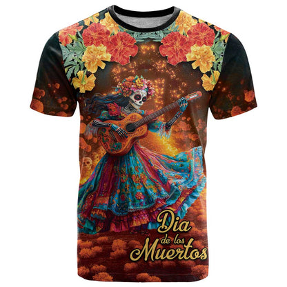 Mexican La Catrina Skeletons Dancing T-Shirt Dia de Los Muertos Verion 2 Graphic Tee