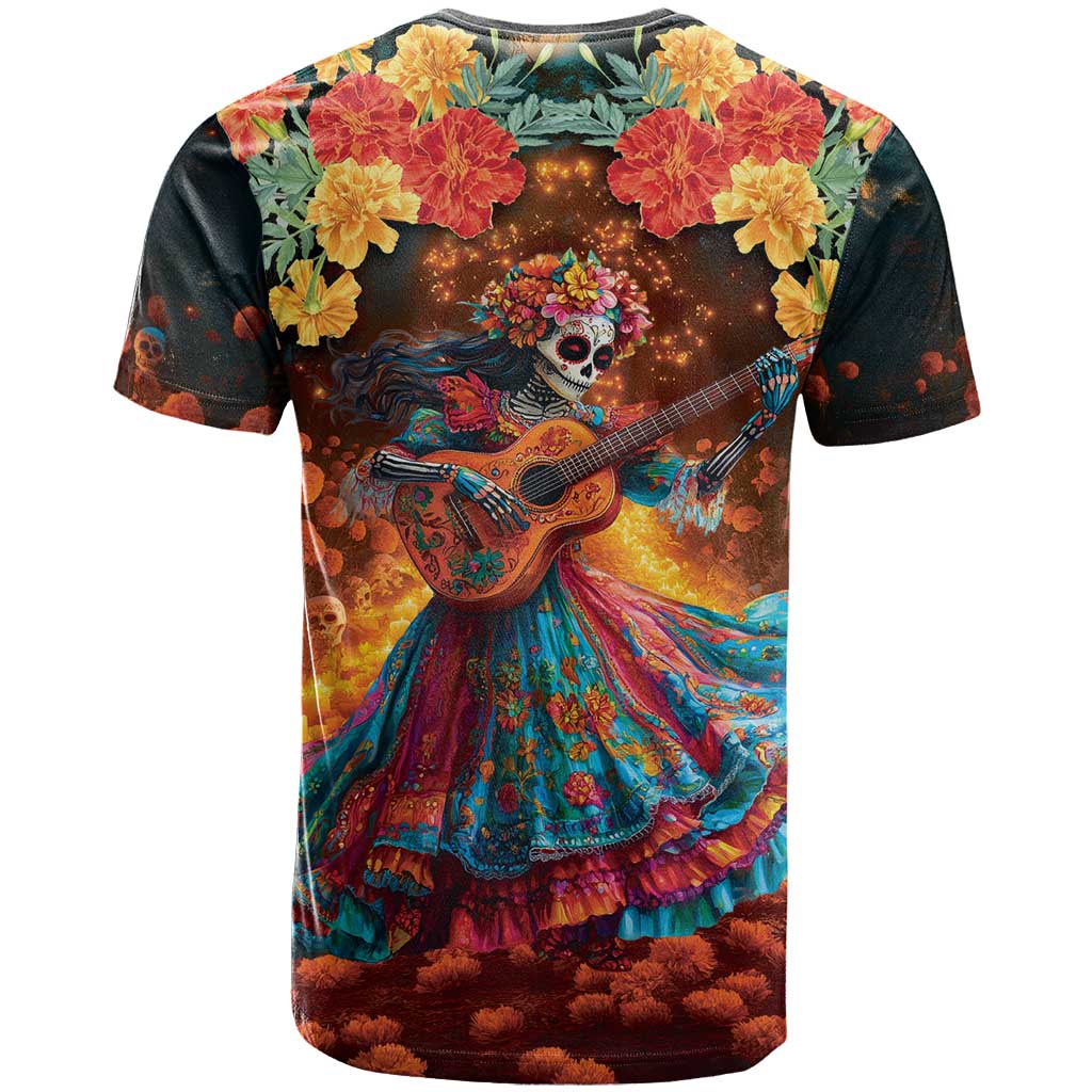 Mexican La Catrina Skeletons Dancing T-Shirt Dia de Los Muertos Verion 2 Graphic Tee