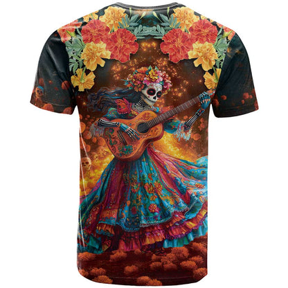 Mexican La Catrina Skeletons Dancing T-Shirt Dia de Los Muertos Verion 2 Graphic Tee