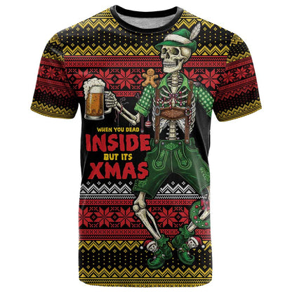 Lederhosen Skeleton Dance T-Shirt Bavarian Gothic Christmas Graphic Tee