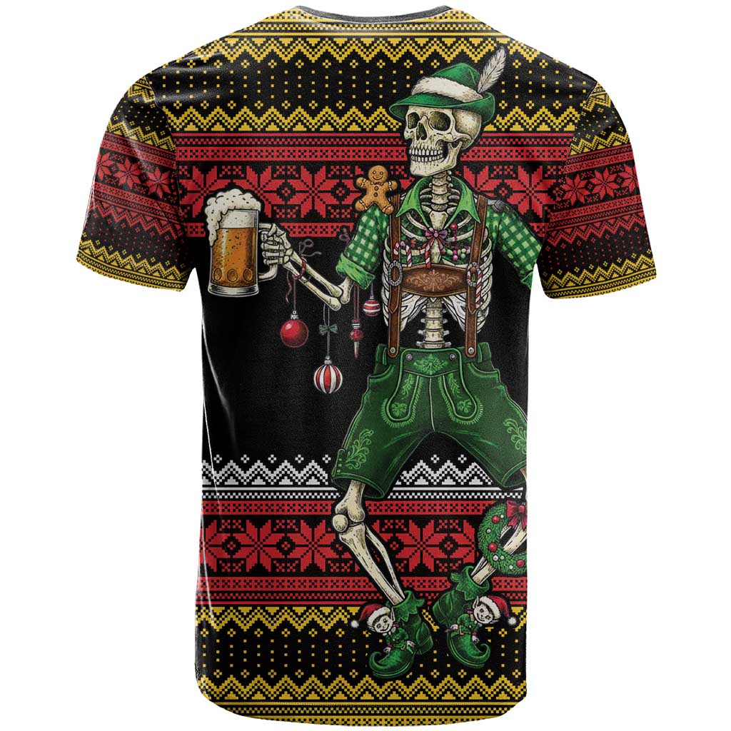 Lederhosen Skeleton Dance T-Shirt Bavarian Gothic Christmas Graphic Tee