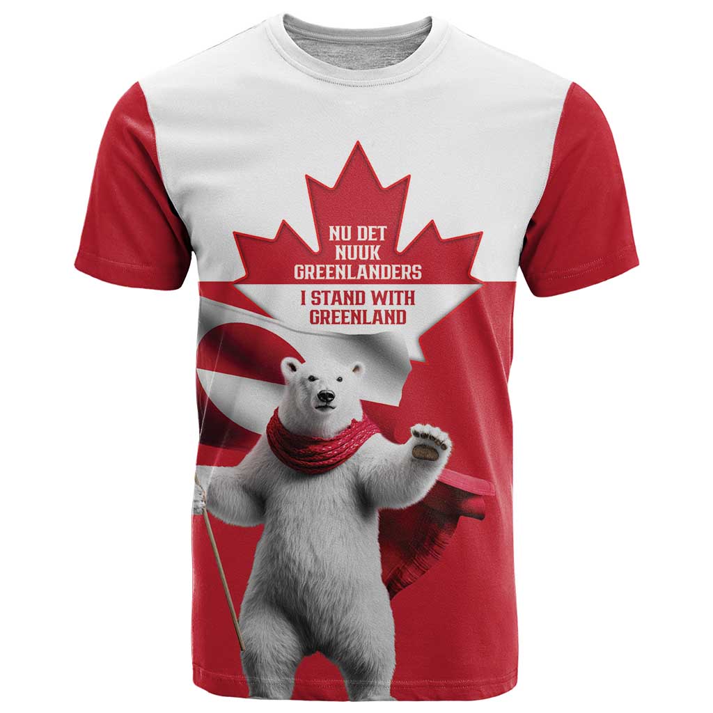 I Stand With Greenland T-Shirt Red and White Side by Side Graphic Tee
