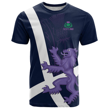Custom Scotland Rugby T-Shirt Scottish Lion and Thistle Graphic Tee