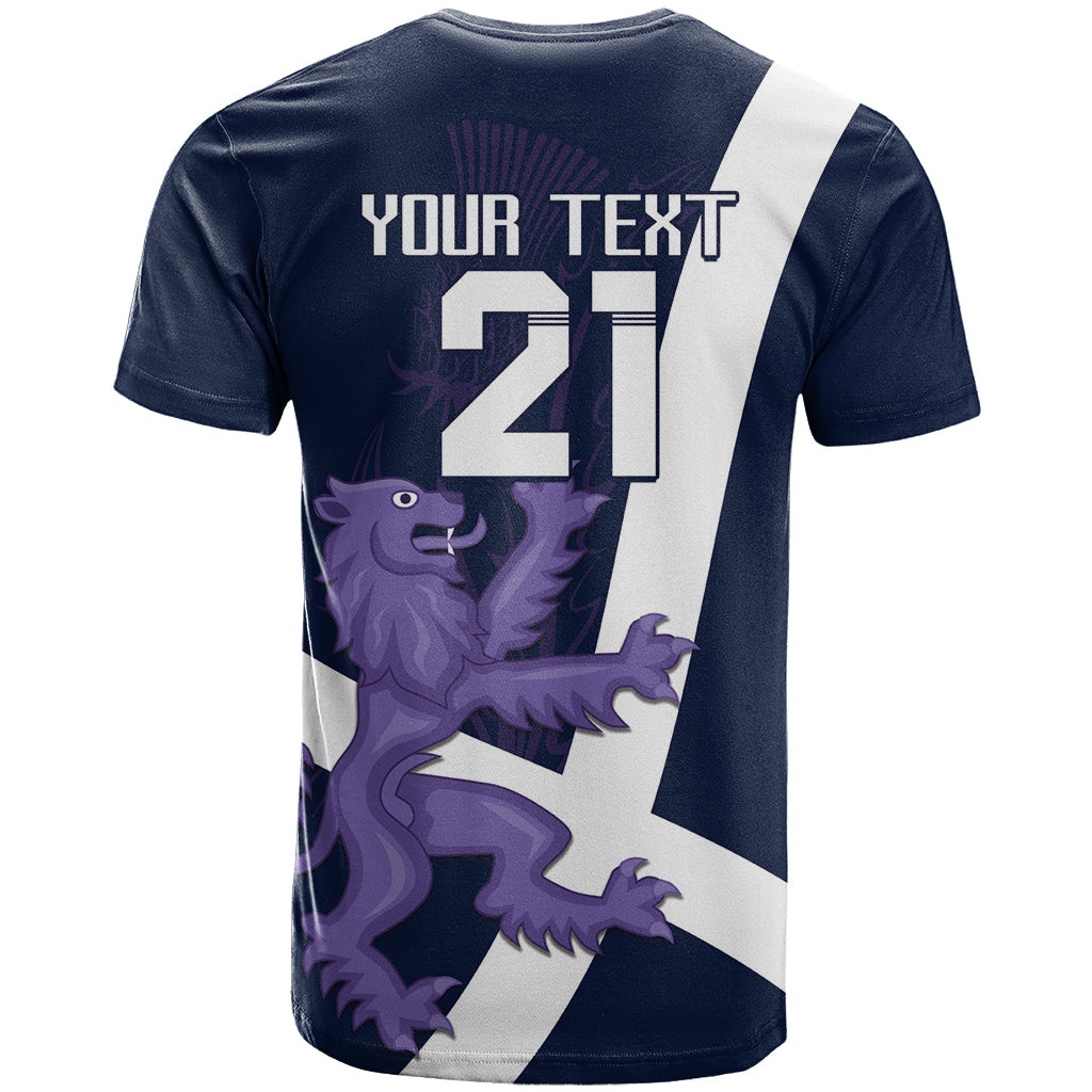 Custom Scotland Rugby T-Shirt Scottish Lion and Thistle Graphic Tee