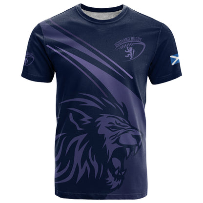 Custom Scotland Rugby T-Shirt Scottish Lion Sporty Style Graphic Tee