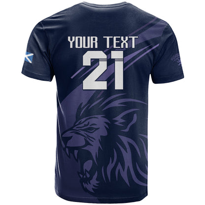 Custom Scotland Rugby T-Shirt Scottish Lion Sporty Style Graphic Tee