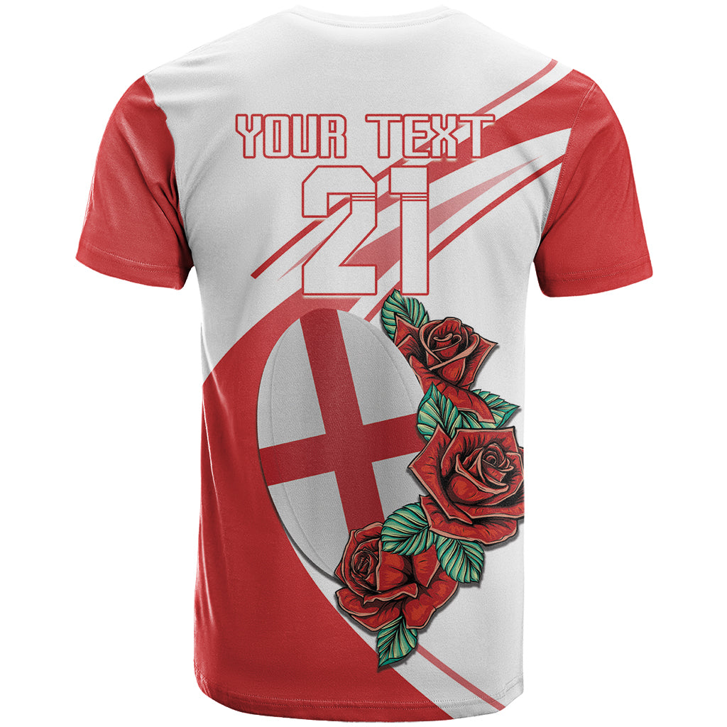Custom England Rugby T-Shirt Red Rose Sporty Style Graphic Tee