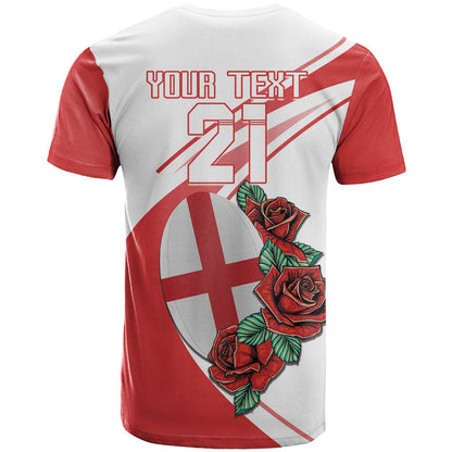 Custom England Rugby T-Shirt Red Rose Sporty Style Graphic Tee