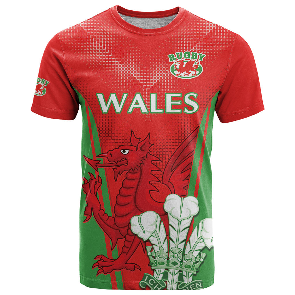 Custom Wales Rugby T-Shirt With Prince of Waless Feathers Go Cymru Graphic Tee