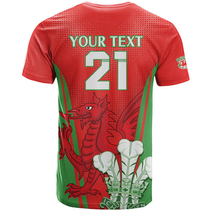 Custom Wales Rugby T-Shirt With Prince of Waless Feathers Go Cymru Graphic Tee