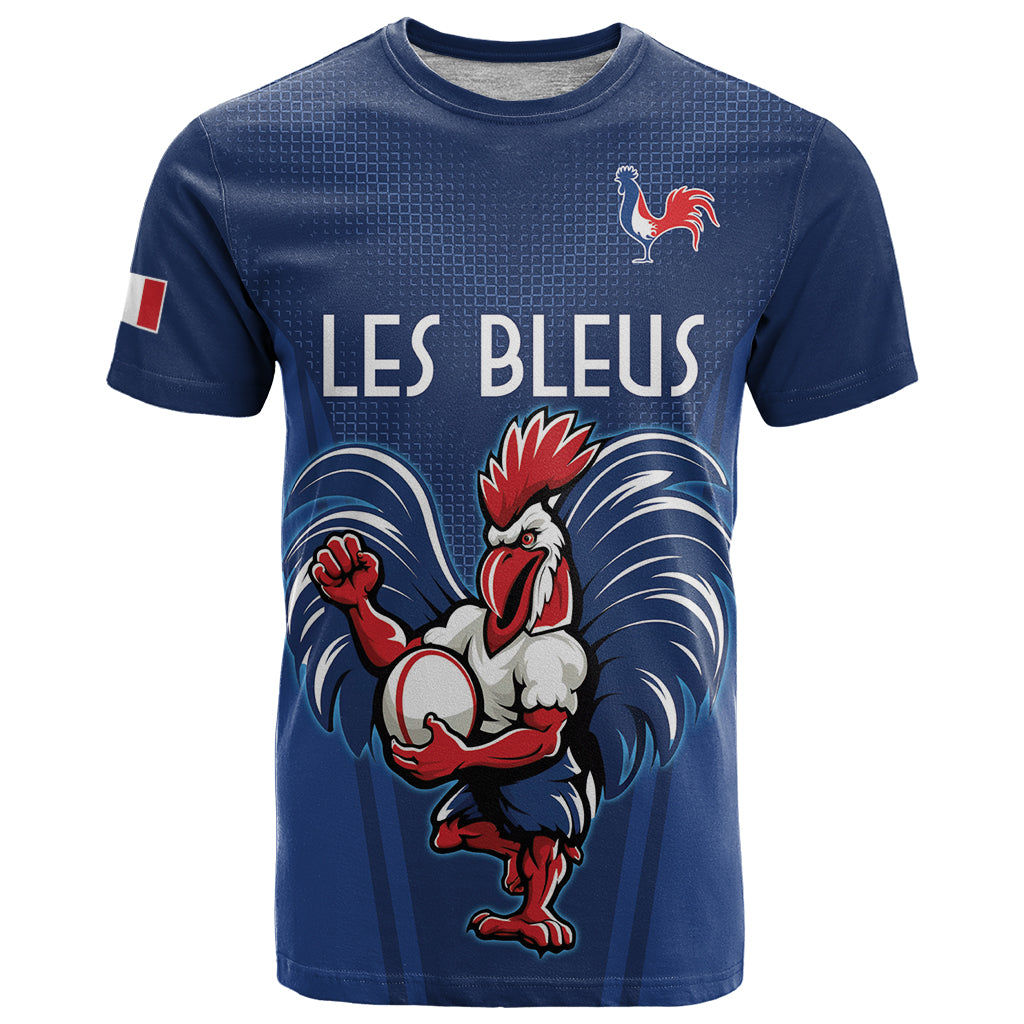Custom France Rugby T-Shirt Le XV de France Gallic Rooster Graphic Tee