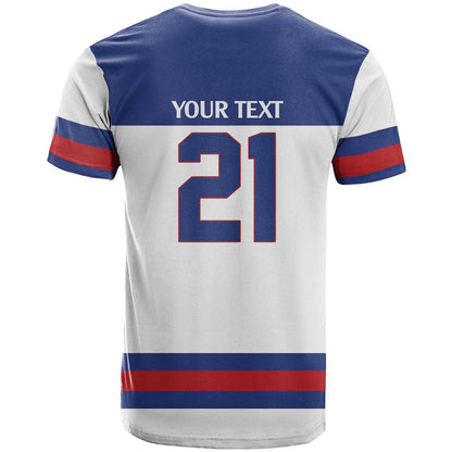 Custom USA Hockey 1980–2026 Gold Medal T-Shirt Embroidery Effect White Graphic Tee