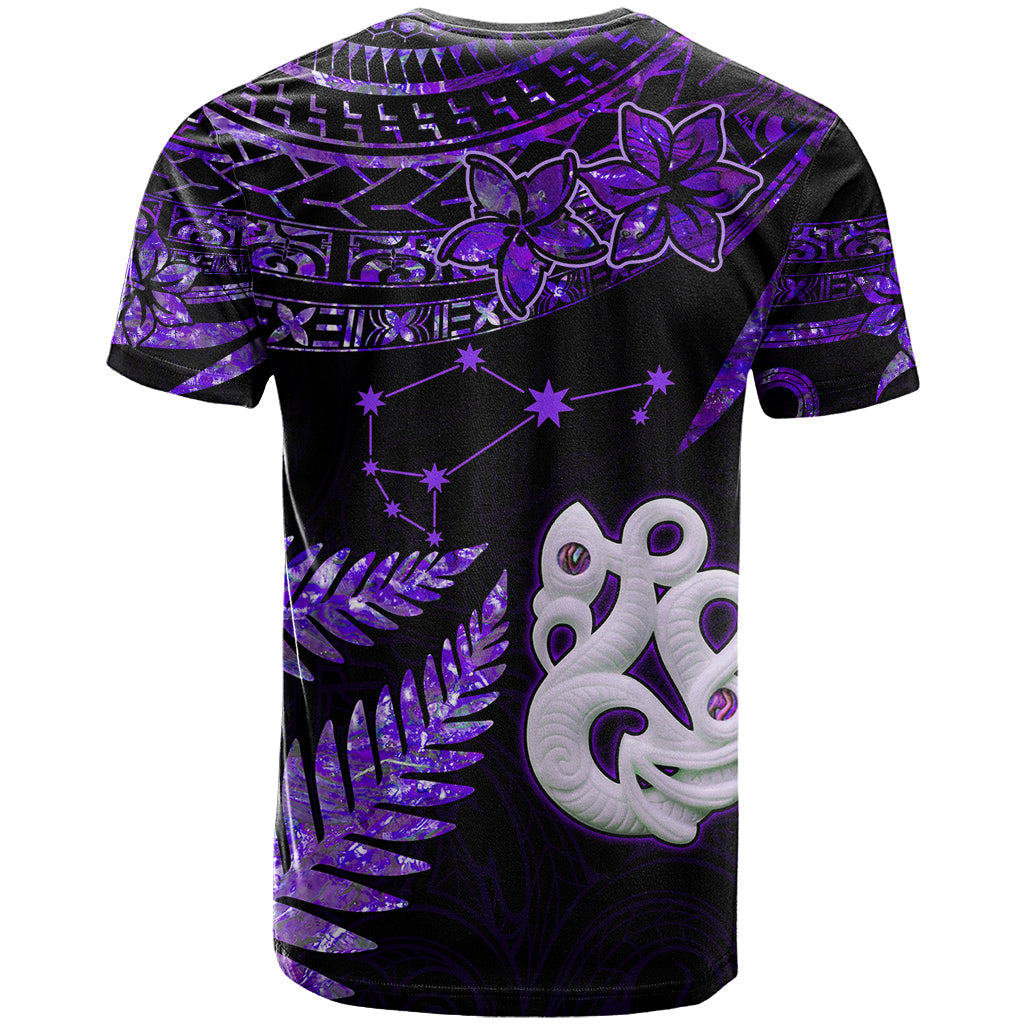 New Zealand T-Shirt Matariki NZ Manaia with Paua Shell - Purple Graphic Tee