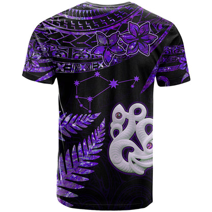 New Zealand T-Shirt Matariki NZ Manaia with Paua Shell - Purple Graphic Tee