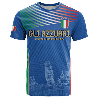 Custom Italy Football T-Shirt Special Pisa Tower Graphic Tee