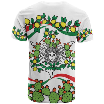 Sicilian Triskelion T-Shirt with Cactus and Lemons Graphic Tee