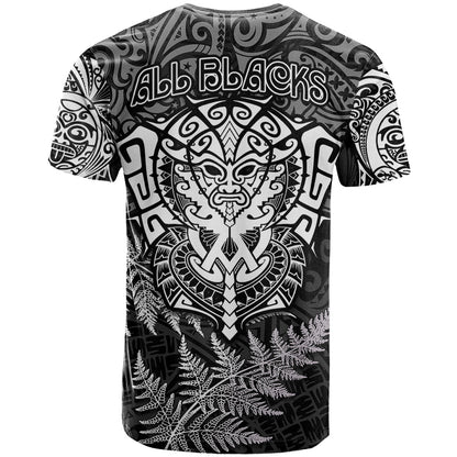 New Zealand Rugby T-Shirt Silver Fern All Black Mix Ta Moko White Style Graphic Tee