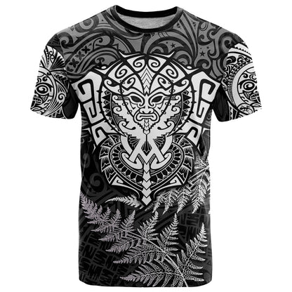 Personalised New Zealand Rugby T-Shirt Silver Fern All Black Mix Ta Moko White Style Graphic Tee