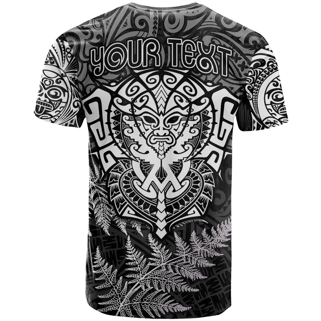 Personalised New Zealand Rugby T-Shirt Silver Fern All Black Mix Ta Moko White Style Graphic Tee