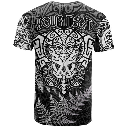 Personalised New Zealand Rugby T-Shirt Silver Fern All Black Mix Ta Moko White Style Graphic Tee