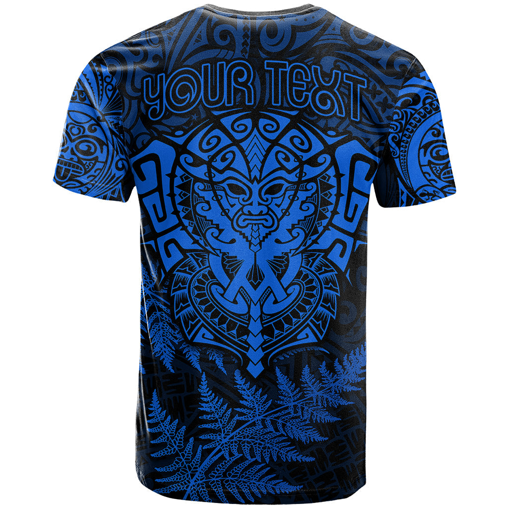 Personalised New Zealand Rugby T-Shirt Silver Fern All Black Mix Ta Moko Blue Style Graphic Tee